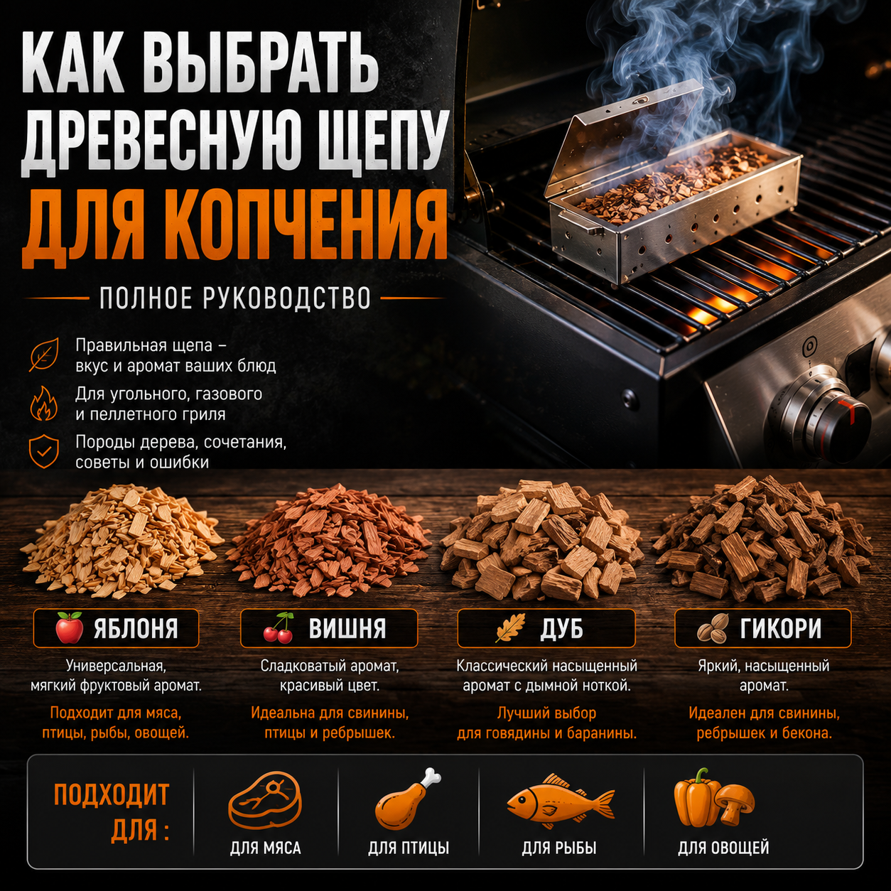 Как выбрать древесную щепу для копчения: полное руководство