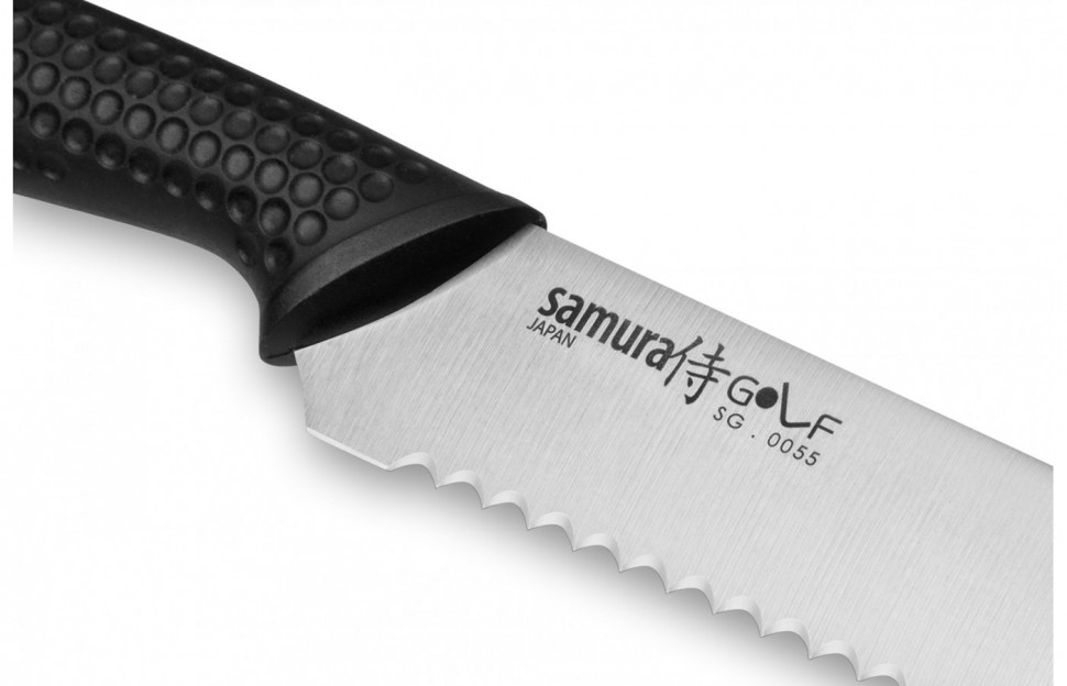 Кухонный нож для хлеба Samura 23 см, японская ножевая нержавеющая сталь Aus 8, Япония в Мангал Базар