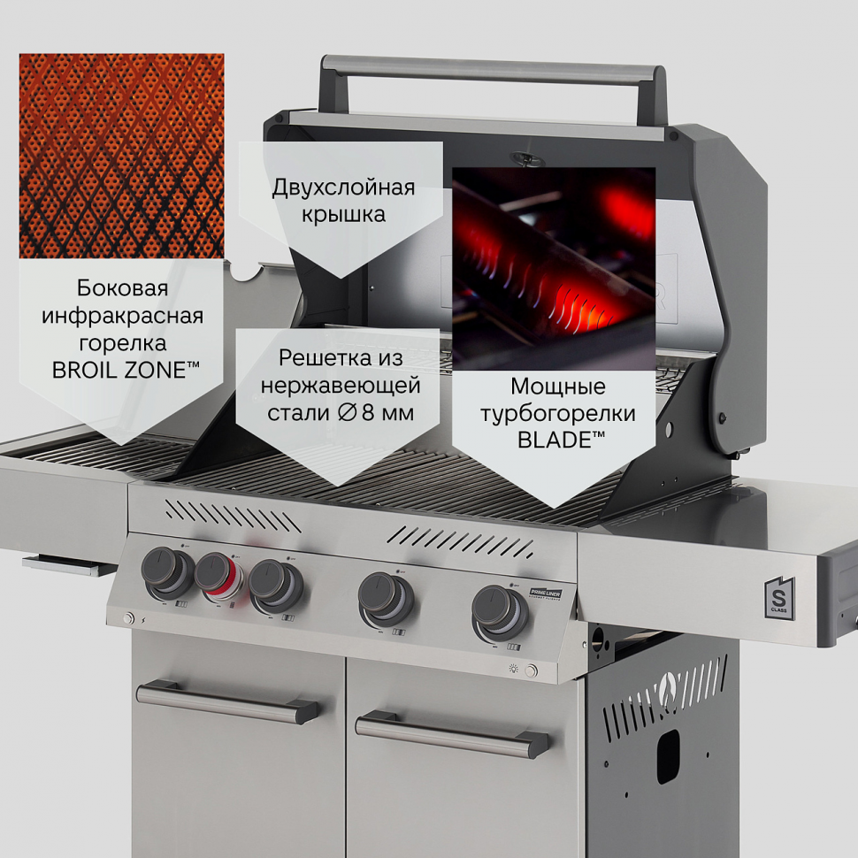 Газовый гриль PRIMELINER S class 4B комплектация DELUXE